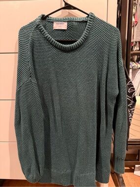 Old Navy Teal Green Waffle-Knit Crewneck Sweater
